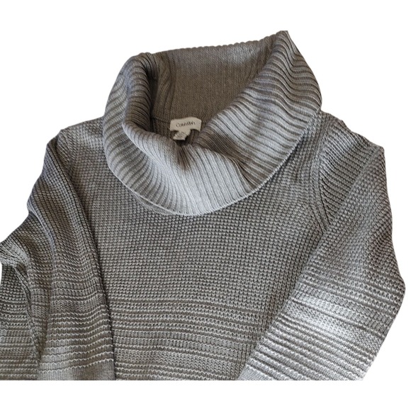 Calvin Klein Sweater Cowl Neck Pullover‎ Long Grey Knit Womens Size Extra Large - Picture 1 of 10